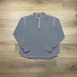 Robert Graham Sweatshirt Mens Medium Blue Zip Striped Regular Fit Golf